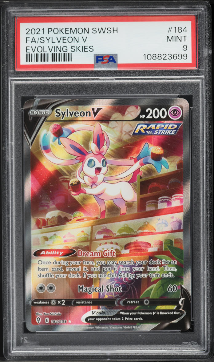 2021 Pokemon Sword & Shield Evolving Skies Alt Art Sylveon V #184 PSA 9 MINT