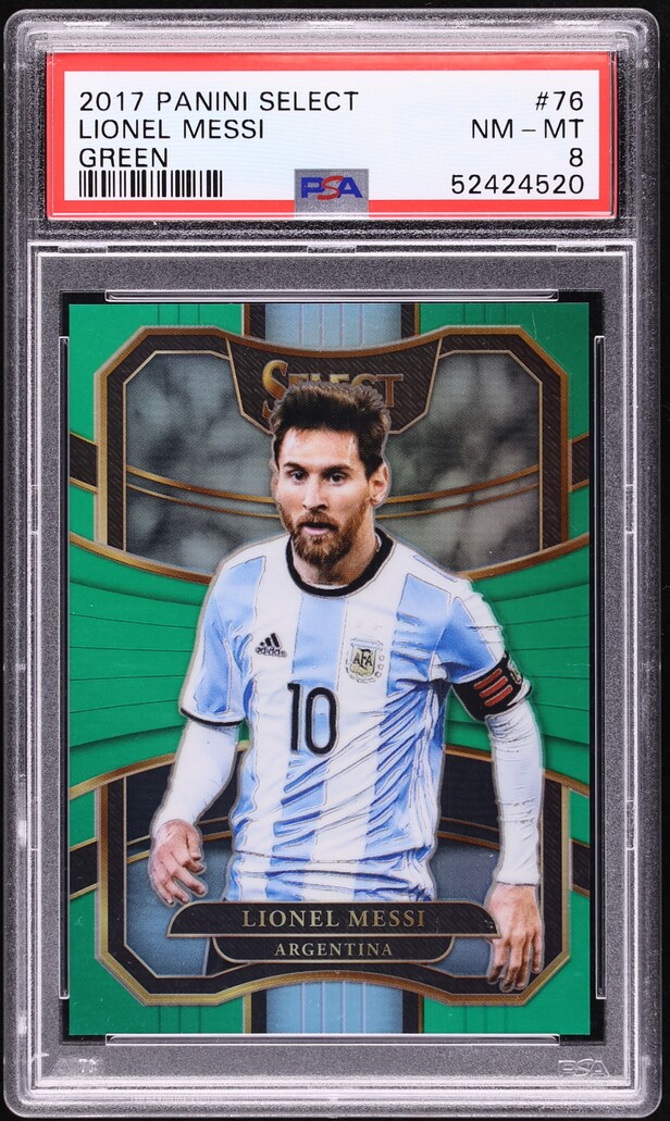 2017 Select Green Lionel Messi /5 #76 PSA 8 NM-MT