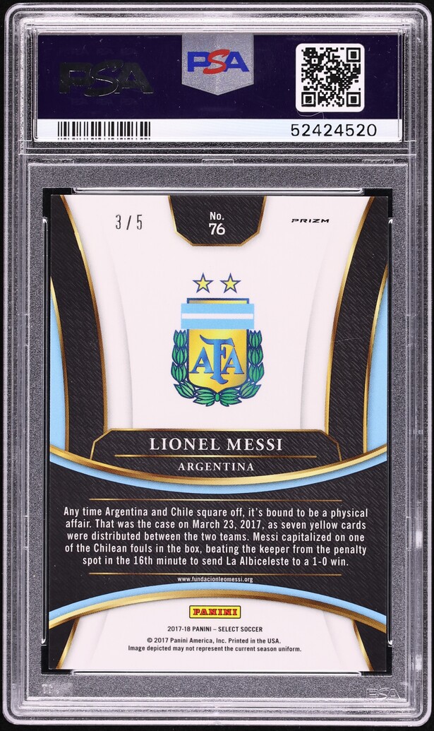2017 Select Green Lionel Messi /5 #76 PSA 8 NM-MT