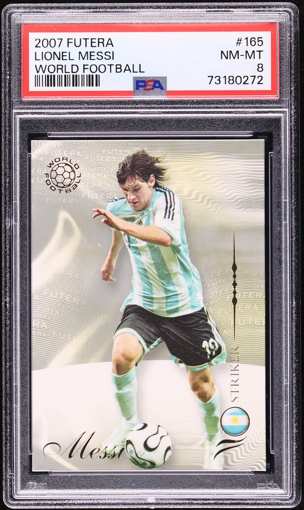 2007 Futera World Football Lionel Messi #165 PSA 8 NM-MT on