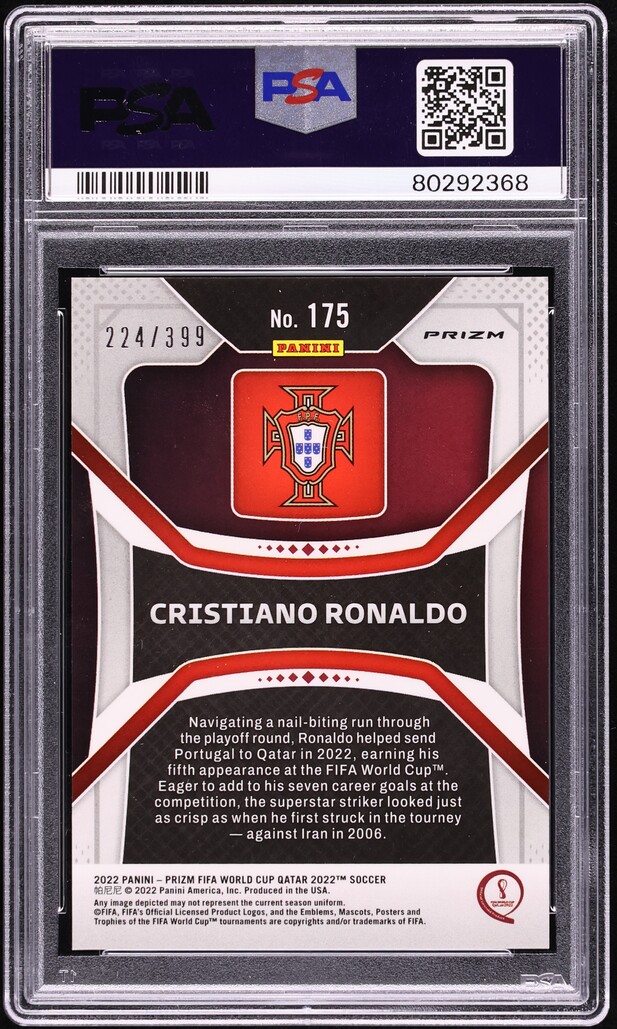 2022 Panini Prizm World Cup Qatar Red Cristiano Ronaldo /399 #175
