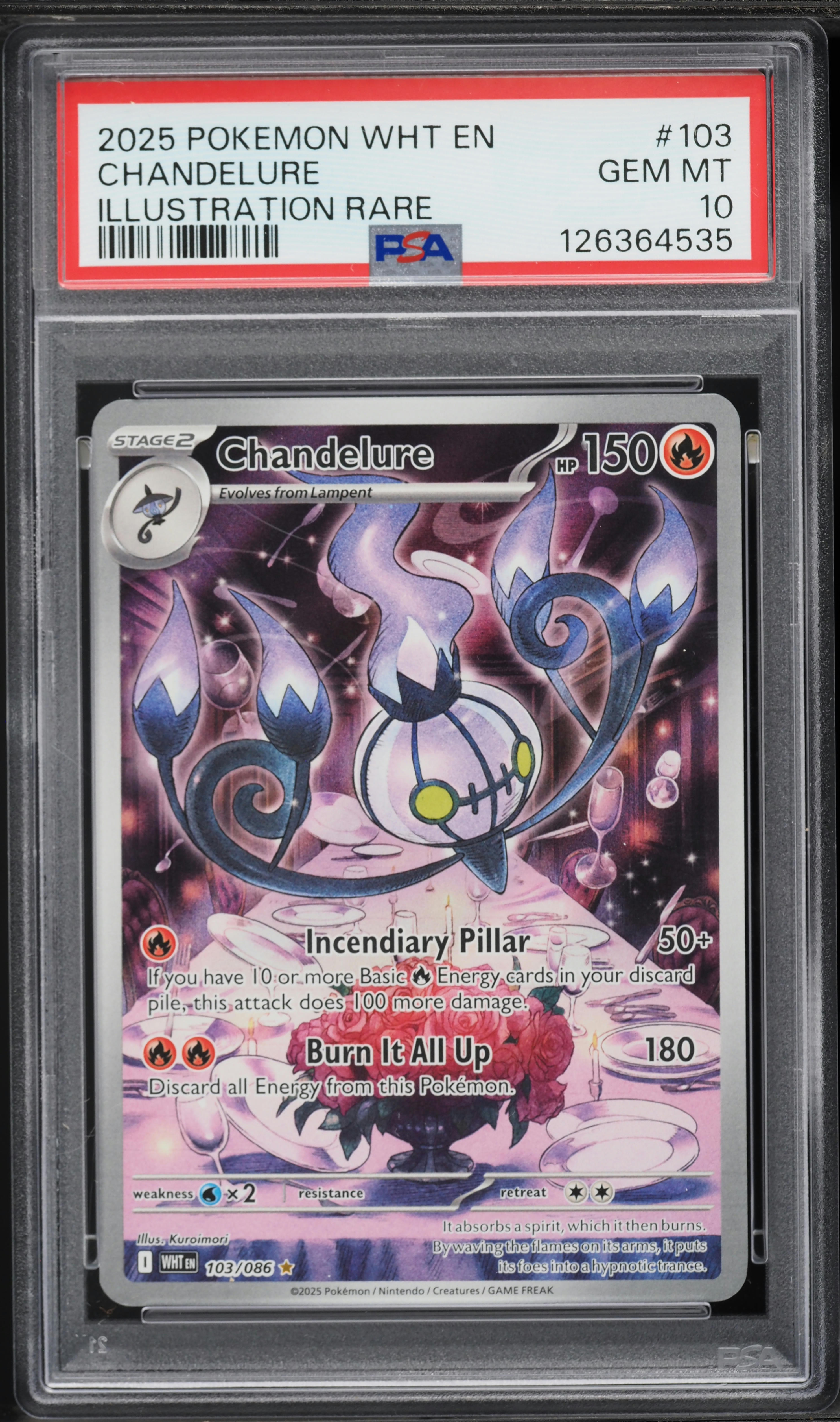 2025 Pokemon Scarlet & Violet White Flare IR Chandelure #103 PSA 10 GEM  MINT on Fanatics Collect
