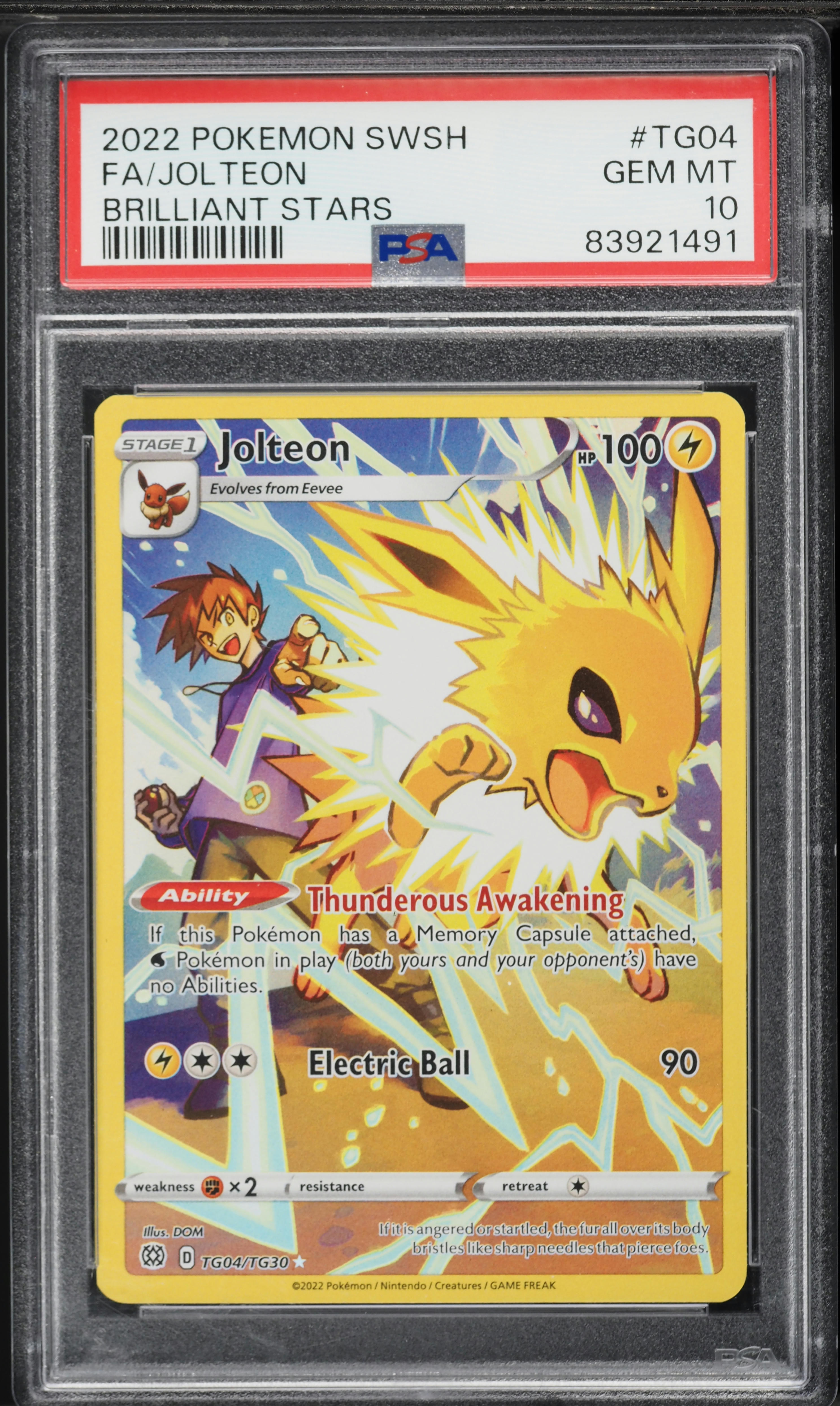 2022 Pokemon Sword & Shield Brilliant Stars CHR Jolteon #TG04 PSA