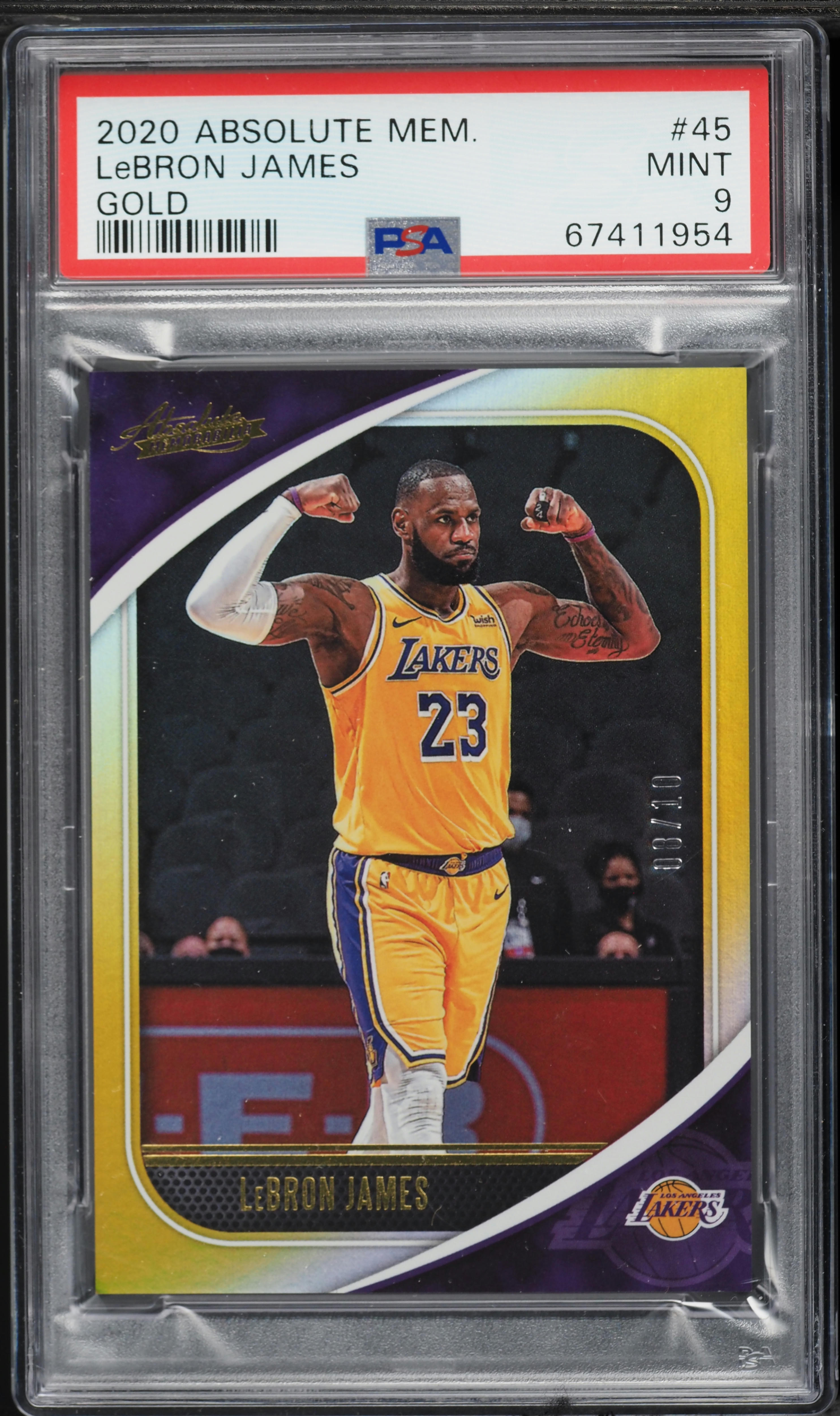 2020 Absolute Memorabilia Gold LeBron James /10 #45 PSA 9 MINT on