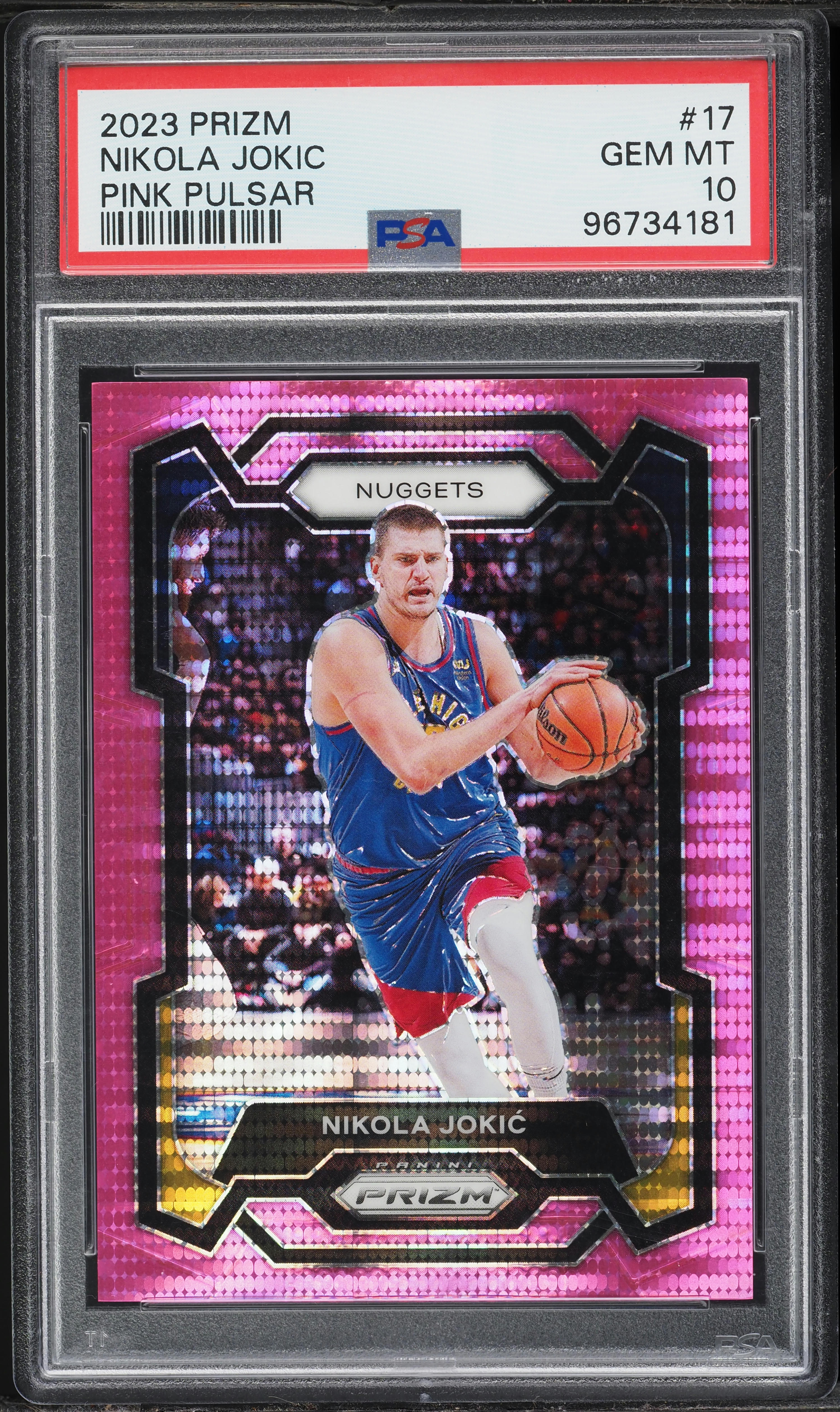 2023 Panini Prizm Pink Pulsar Nikola Jokic /42 #17 PSA 10 GEM MINT