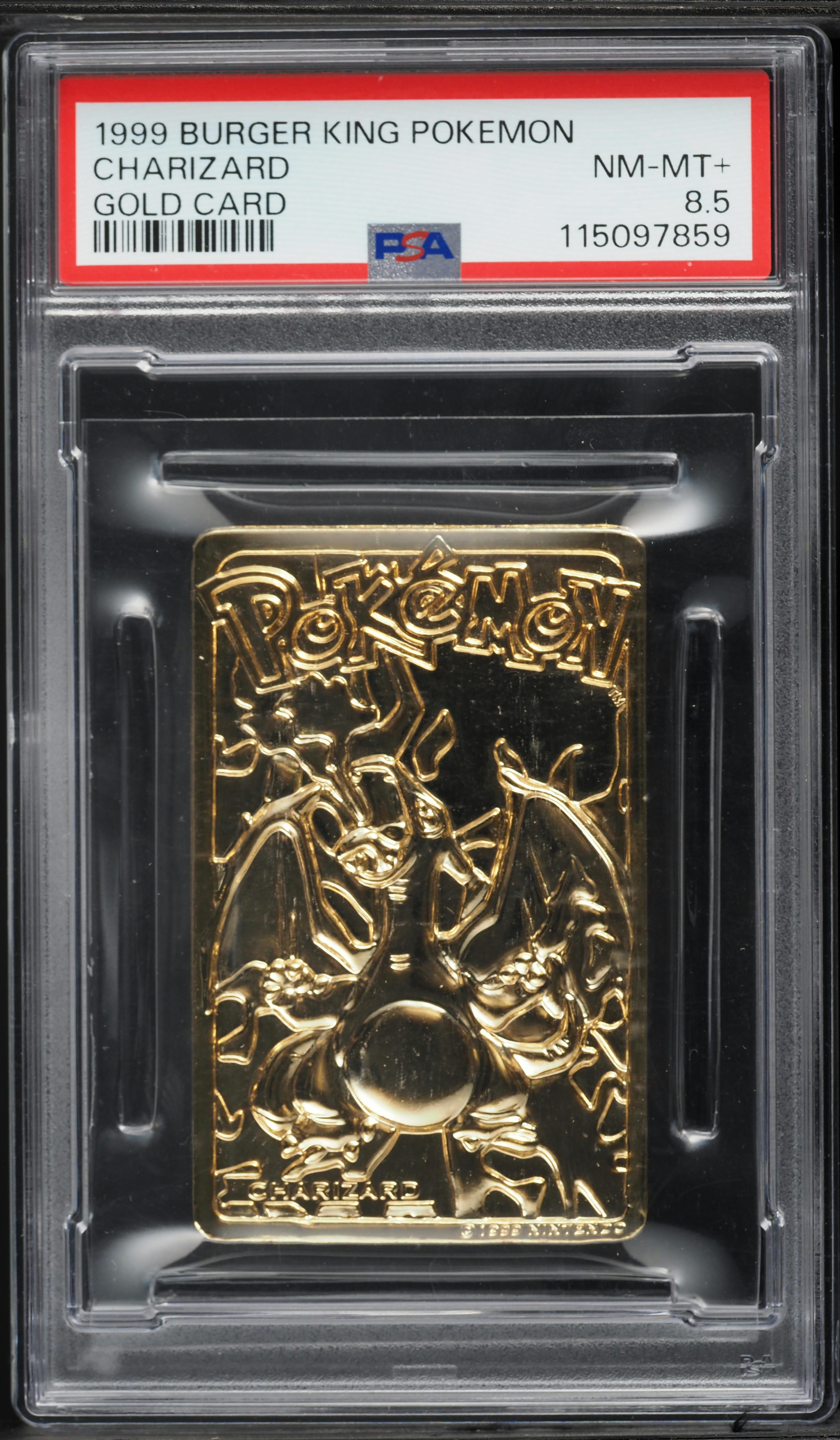 gold plated pokemon cards 1999 charizard 1999 Pokemon Burger King Gold Card Charizard PSA 8.5 NM-MT+ on Fanatics  Collect