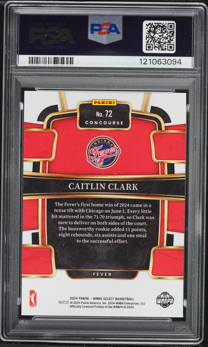 2024 Select Concourse WNBA Caitlin Clark ROOKIE #72 PSA 10 GEM MINT