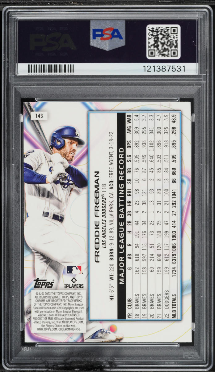 2023 Topps Cosmic Chrome Nucleus Refractor Freddie Freeman #143 PSA 10 GEM MINT