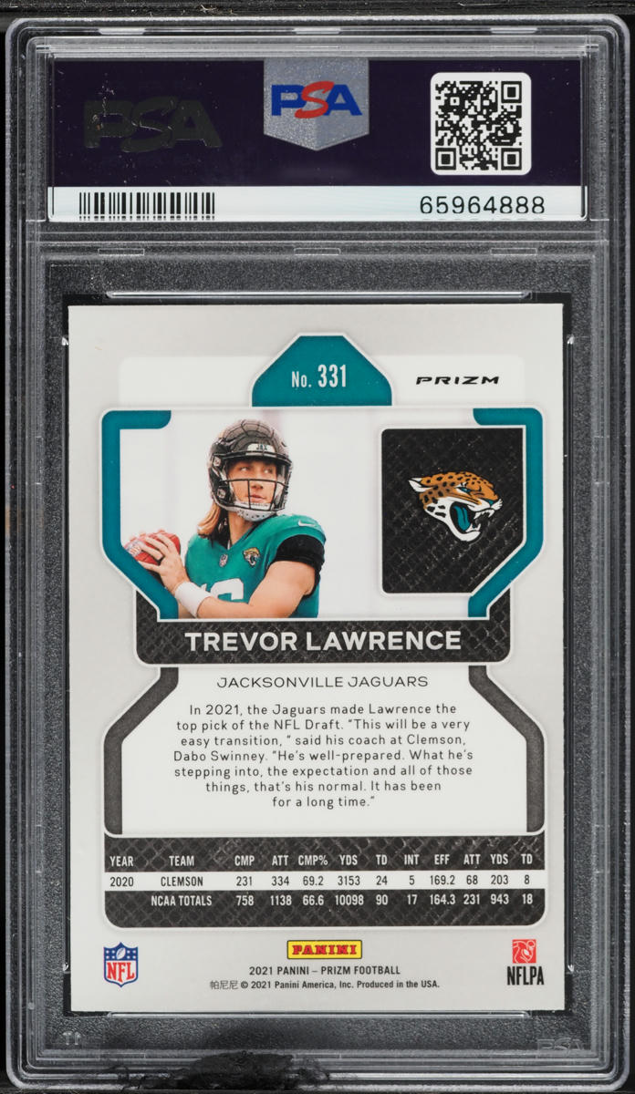 2021 Panini Prizm Silver Trevor Lawrence ROOKIE #331 PSA 10 GEM MINT