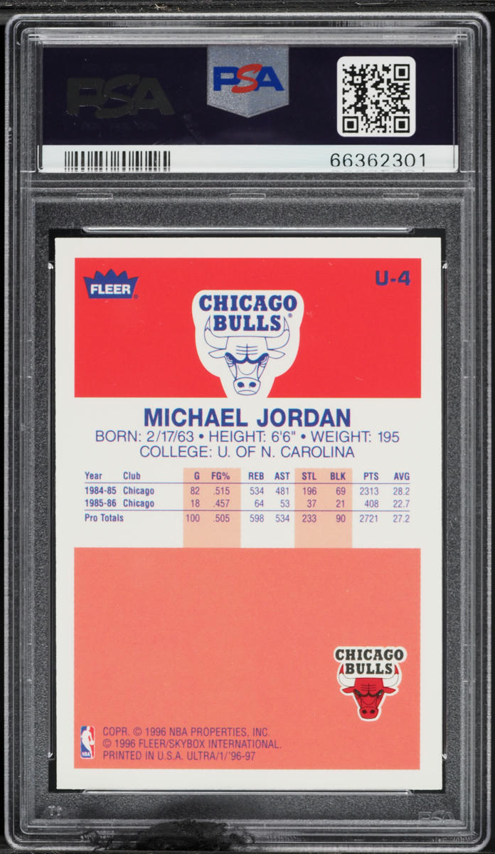1996 Ultra Decade Of Excellence Michael Jordan #U-4 PSA 10 GEM MINT
