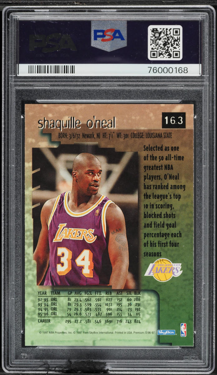 1996 Skybox Premium Rubies Shaquille O'Neal #163 PSA 9 MINT