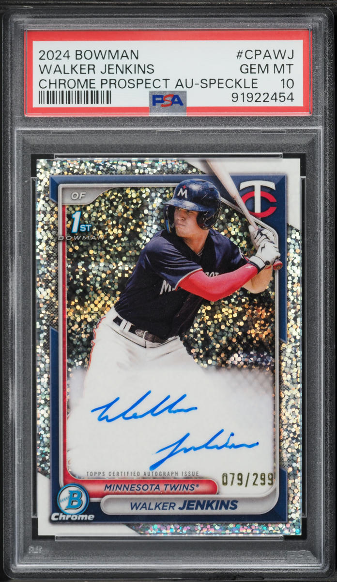 2024 Bowman Chrome Speckle Refractor Walker Jenkins PROSPECT AUTO /299 #CPA-WJ PSA 10 GEM MINT