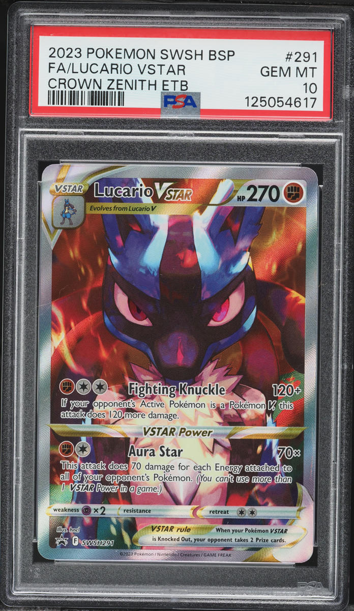 2023 Pokemon Sword & Shield Promo Crown Zenith ETB Full Art Lucario VSTAR #SWSH291 PSA 10 GEM