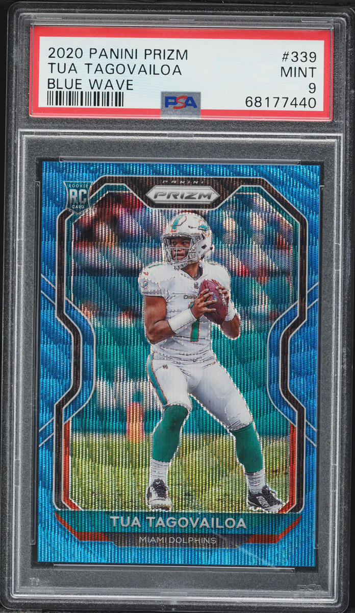 2020 Panini Prizm Blue Wave Tua Tagovailoa ROOKIE /199 #339 PSA 9 MINT