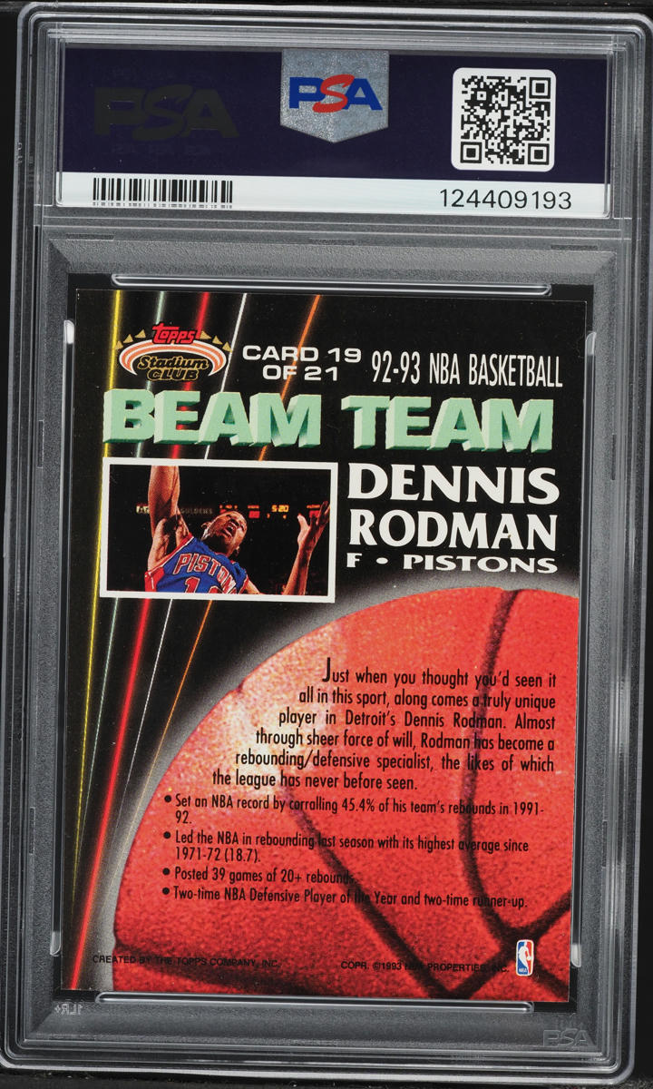 1992 Stadium Club Beam Team Dennis Rodman #19 PSA 9 MINT