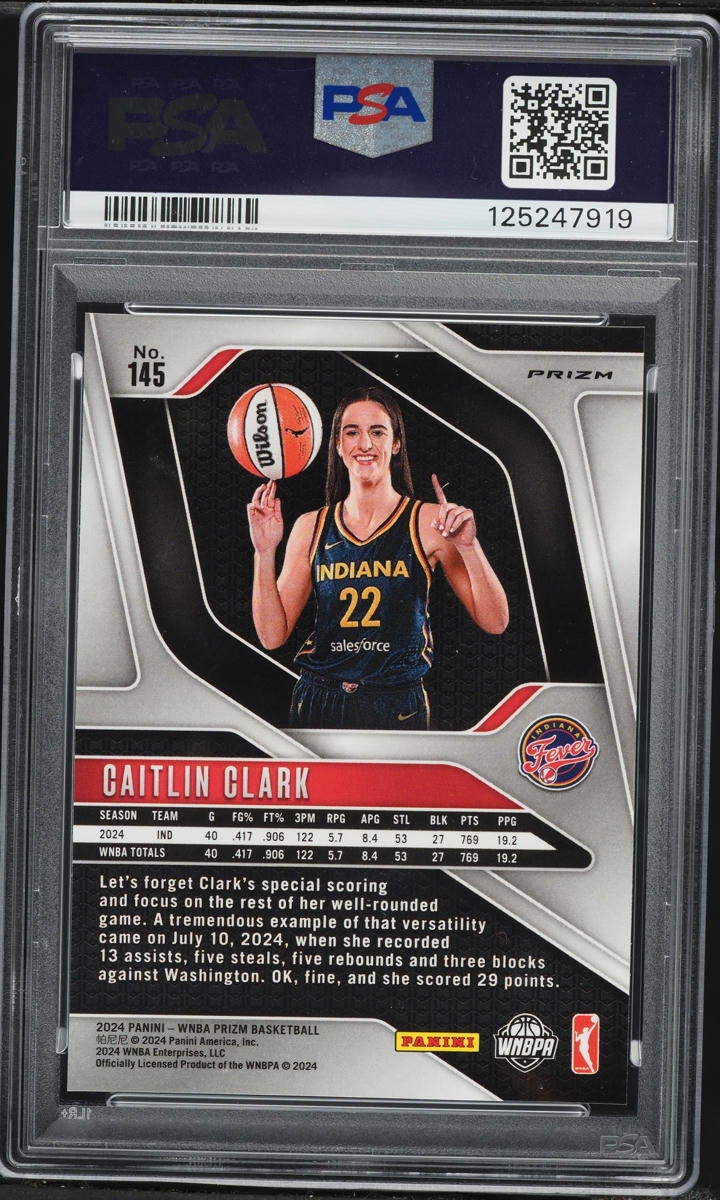 2024 Panini Prizm WNBA Ice Caitlin Clark ROOKIE #145 PSA 10 GEM MINT