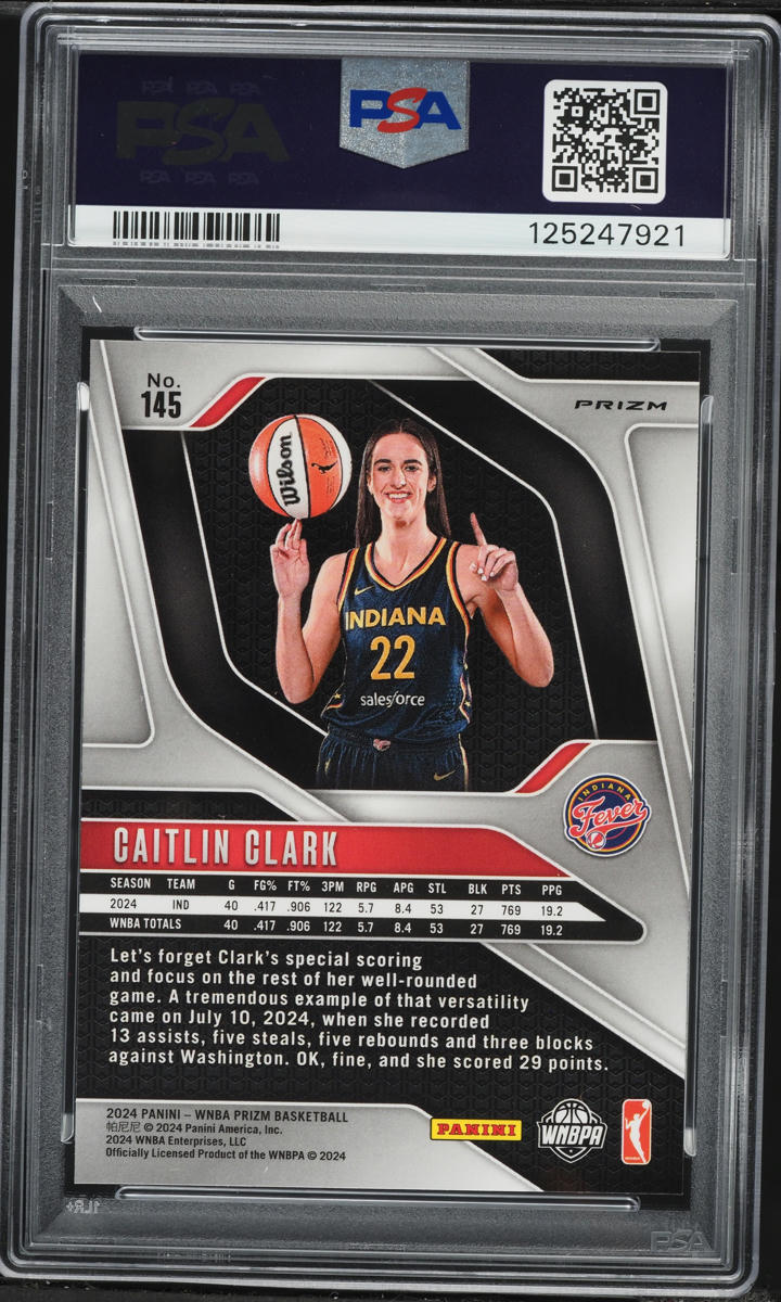 2024 Panini Prizm WNBA Blue Velocity Caitlin Clark ROOKIE #145 PSA 9 MINT
