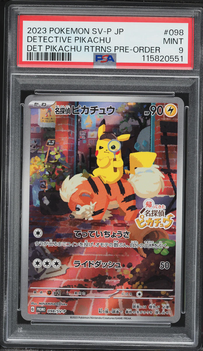 2023 Pokemon Japanese Scarlet & Violet Promo Pre-Order Full Art Detective Pikachu #98 PSA 9