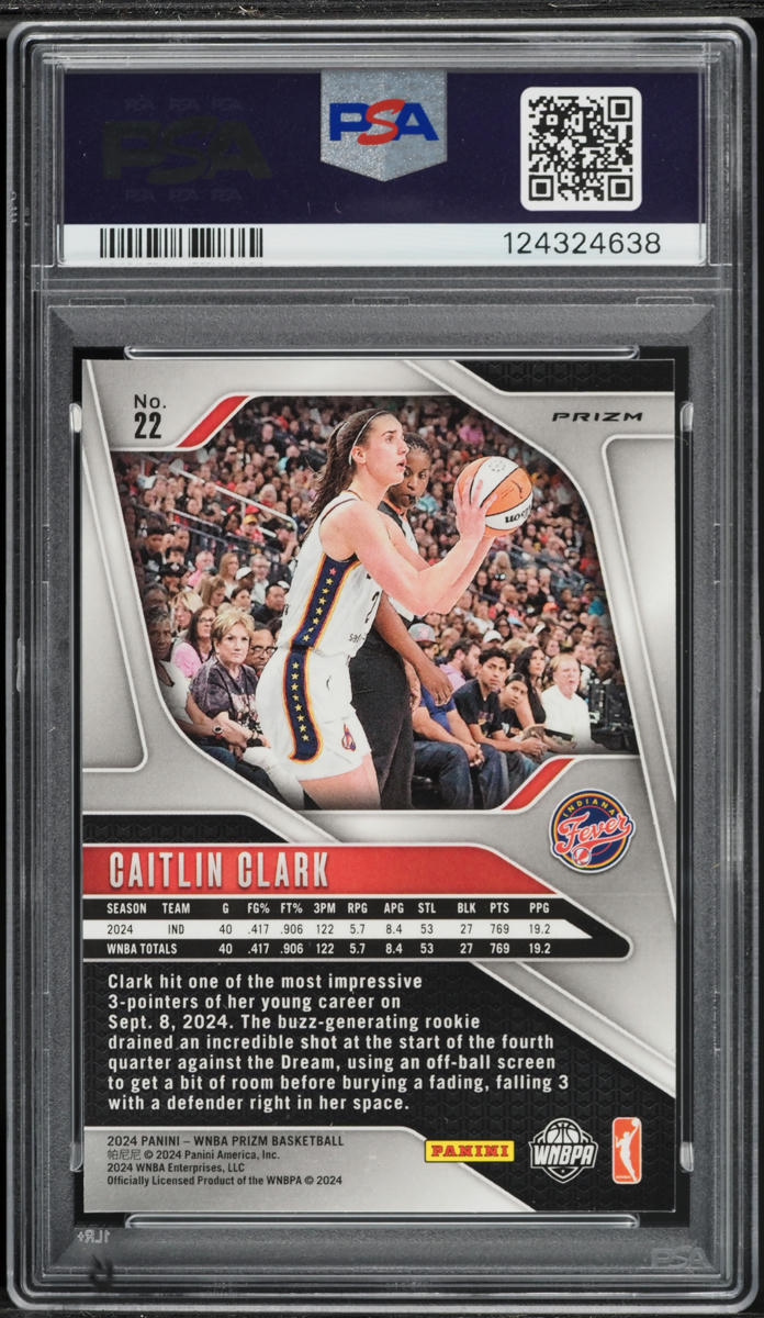 2024 Panini Prizm WNBA Ice Caitlin Clark ROOKIE #22 PSA 9 MINT