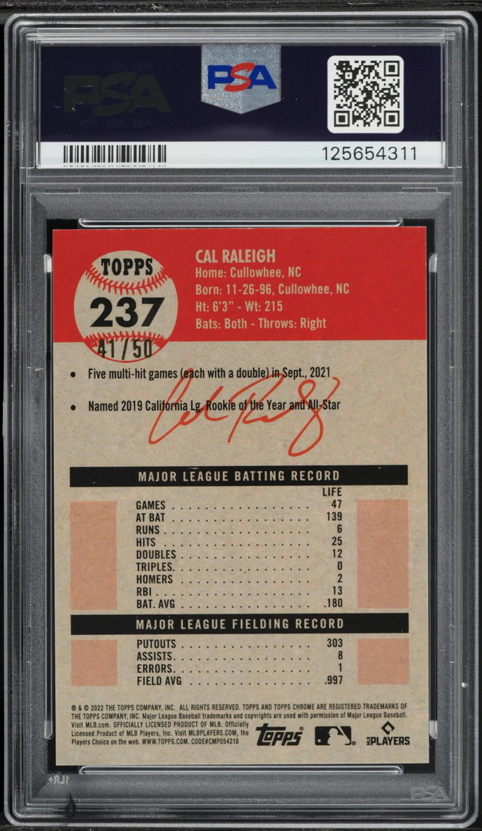 2022 Topps Chrome Platinum Anniversary Gold Refractor Cal Raleigh