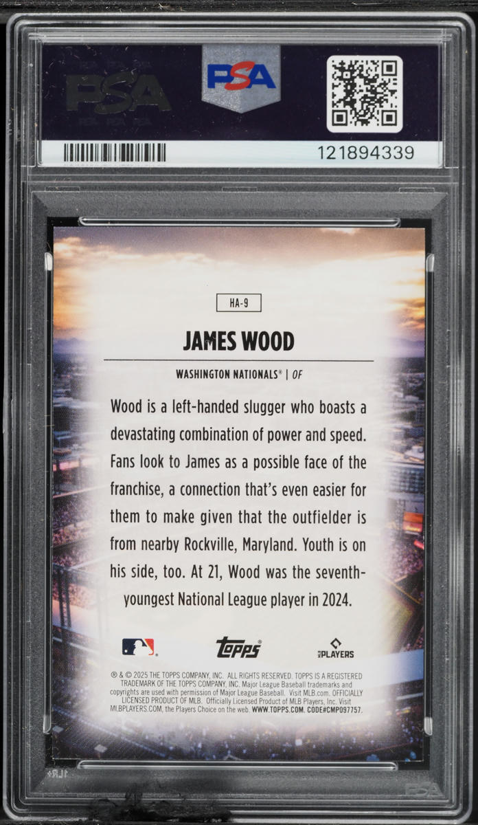 2025 Topps Home Field Advantage James Wood ROOKIE #HA9 PSA 9 MINT