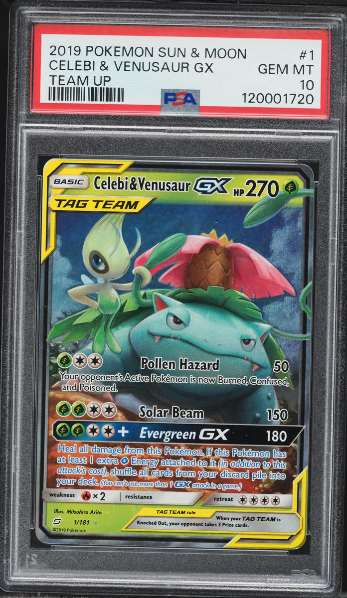 2019 Pokemon Sun & Moon Team Up Celebi & Venusaur GX #1 PSA 10 GEM MINT