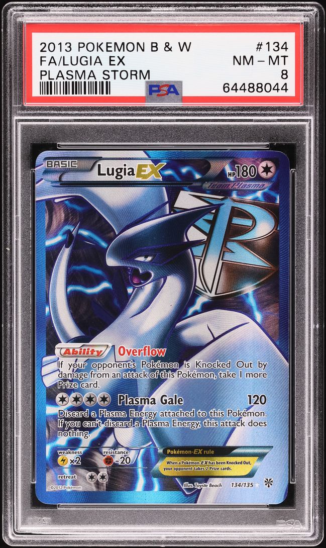 2012 Pokemon Black & White Plasma Storm Full Art Lugia EX #134 PSA 8 NM-MT