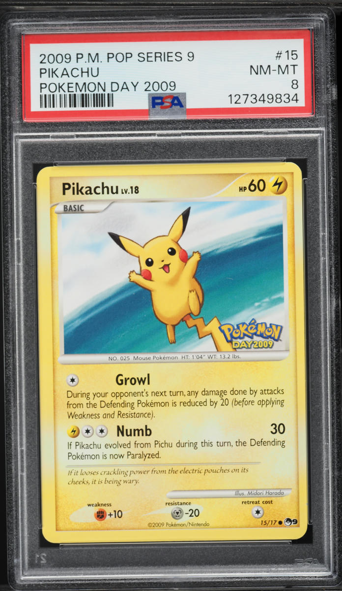 2009 Pokemon POP Series 9 Day '09 Pikachu #15 PSA 8 NM-MT