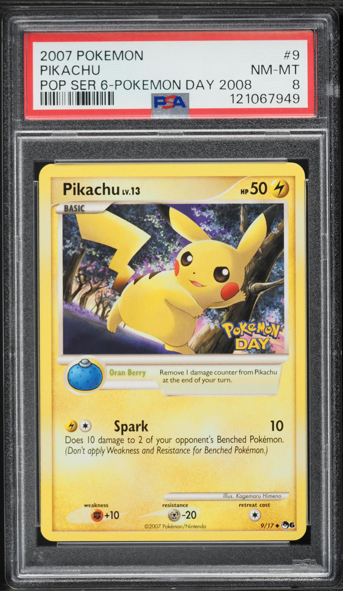 2007 Pokemon POP Series 6 Pokemon Day '08 Pikachu #9 PSA 8 NM-MT