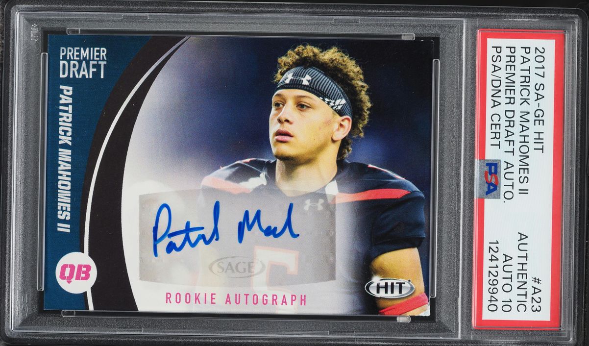 2017 Sa-Ge Hit Premier Draft Patrick Mahomes II ROOKIE AUTO DNA 10 #A23 PSA AUTH