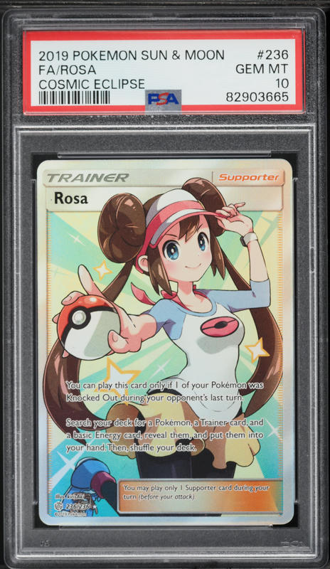 2019 Pokemon Sun & Moon Cosmic Eclipse Full Art Rosa #236 PSA 10
