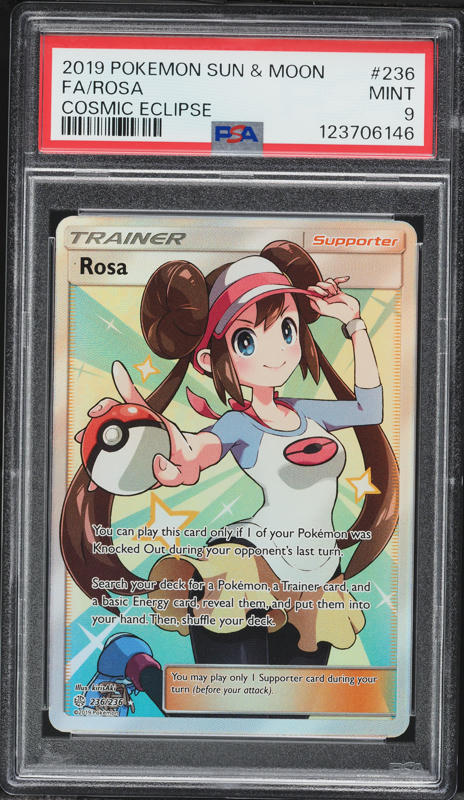 2019 Pokemon Sun & Moon Cosmic Eclipse Full Art Rosa #236 PSA 9 MINT