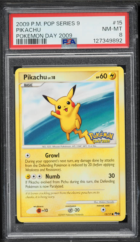 2009 Pokemon POP Series 9 Day '09 Pikachu #15 PSA 8 NM-MT