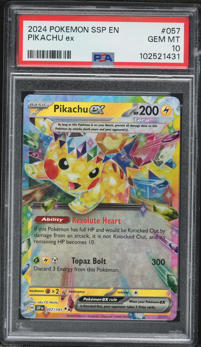 2024 Pokemon Scarlet & Violet Surging Sparks Pikachu EX #57 PSA 10 GEM MINT