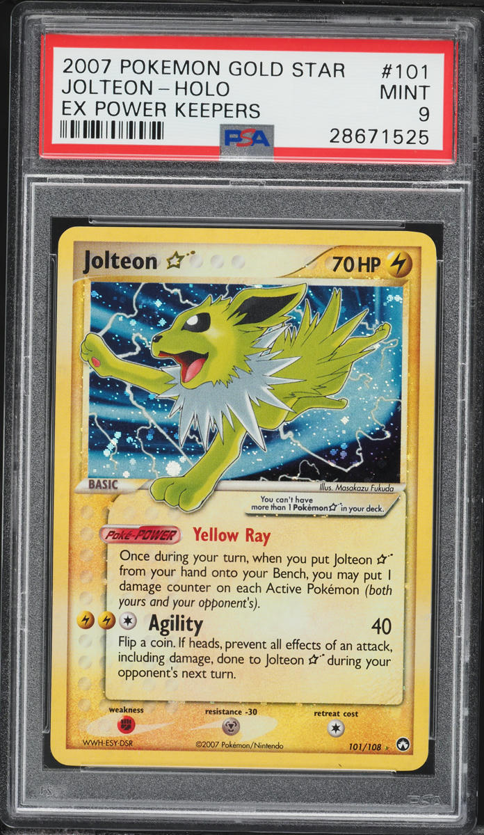 2007 Pokemon EX Power Keepers Holo Jolteon Gold Star #101 PSA 9