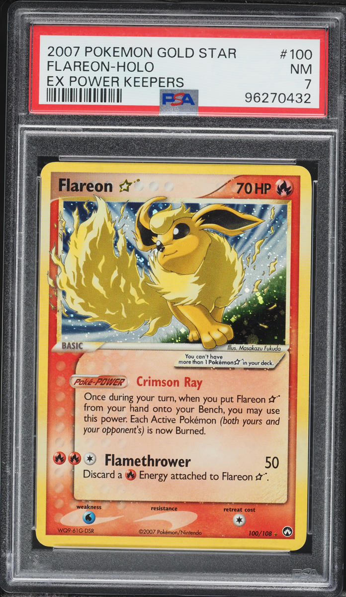 2007 Pokemon EX Power Keepers Holo Flareon Gold Star #100 PSA 7 NRMT