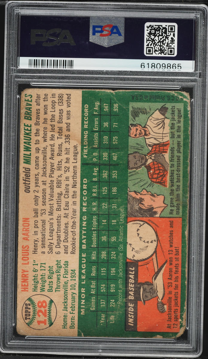 1954 Topps Hank Aaron ROOKIE #128 PSA 1 PR