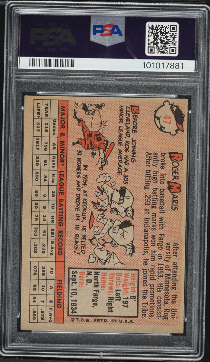 1958 Topps Roger Maris ROOKIE #47 PSA 7 NRMT