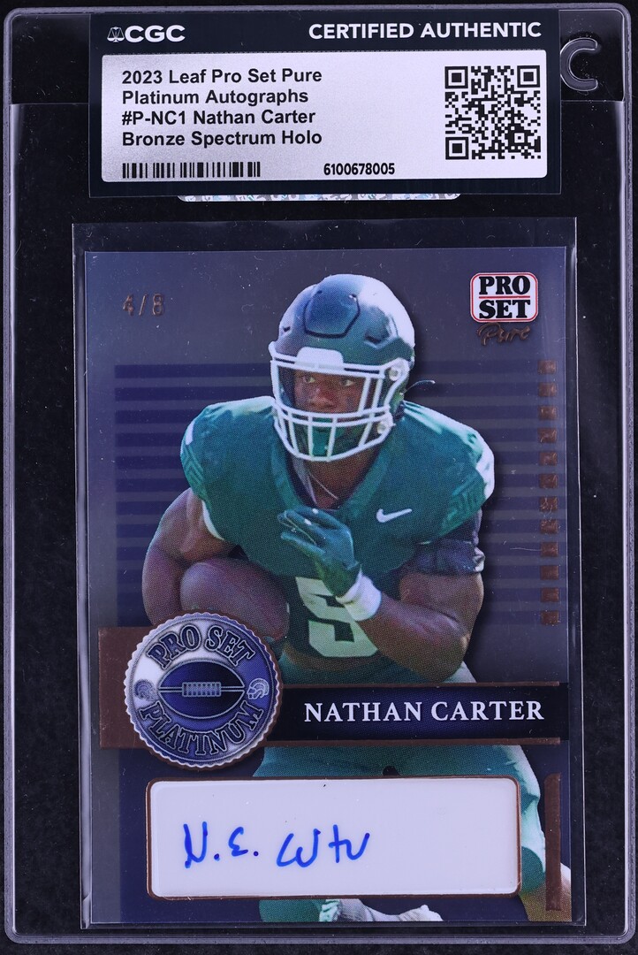 2023 Leaf Pro Set Pure Platinum Bronze Spectrum Holo Nathan Carter ROOKIE AUTO /8 CGC AUTH