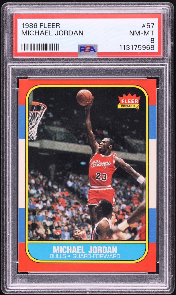 1986 Fleer Basketball Michael Jordan ROOKIE #57 PSA 8 NM-MT