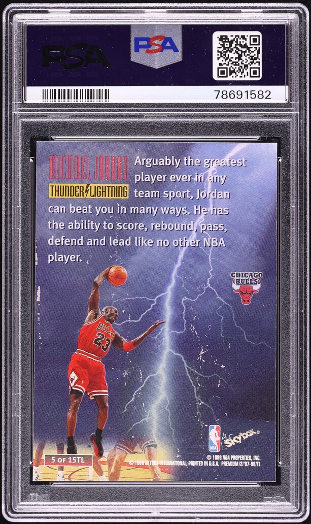 1997 Skybox Premium Thunder & Lightning Michael Jordan #5 PSA 7 NRMT