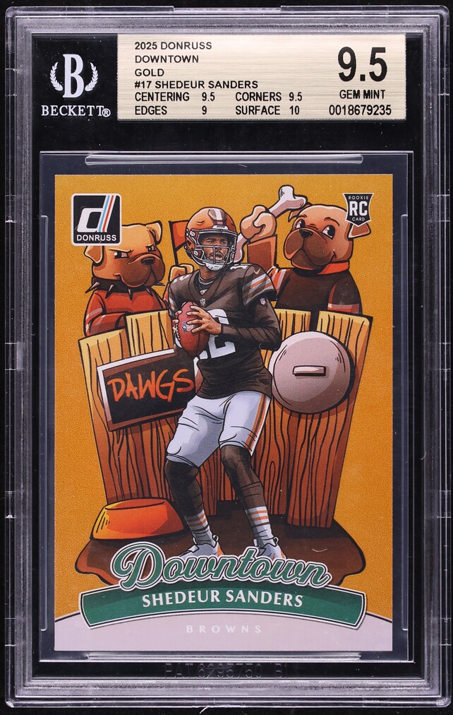 2025 Donruss Downtown Gold Shedeur Sanders ROOKIE /10 #17 BGS 9.5 GEM MINT