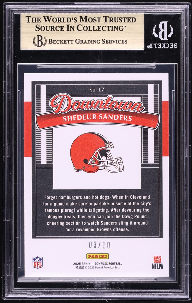 2025 Donruss Downtown Gold Shedeur Sanders ROOKIE /10 #17 BGS 9.5 GEM MINT