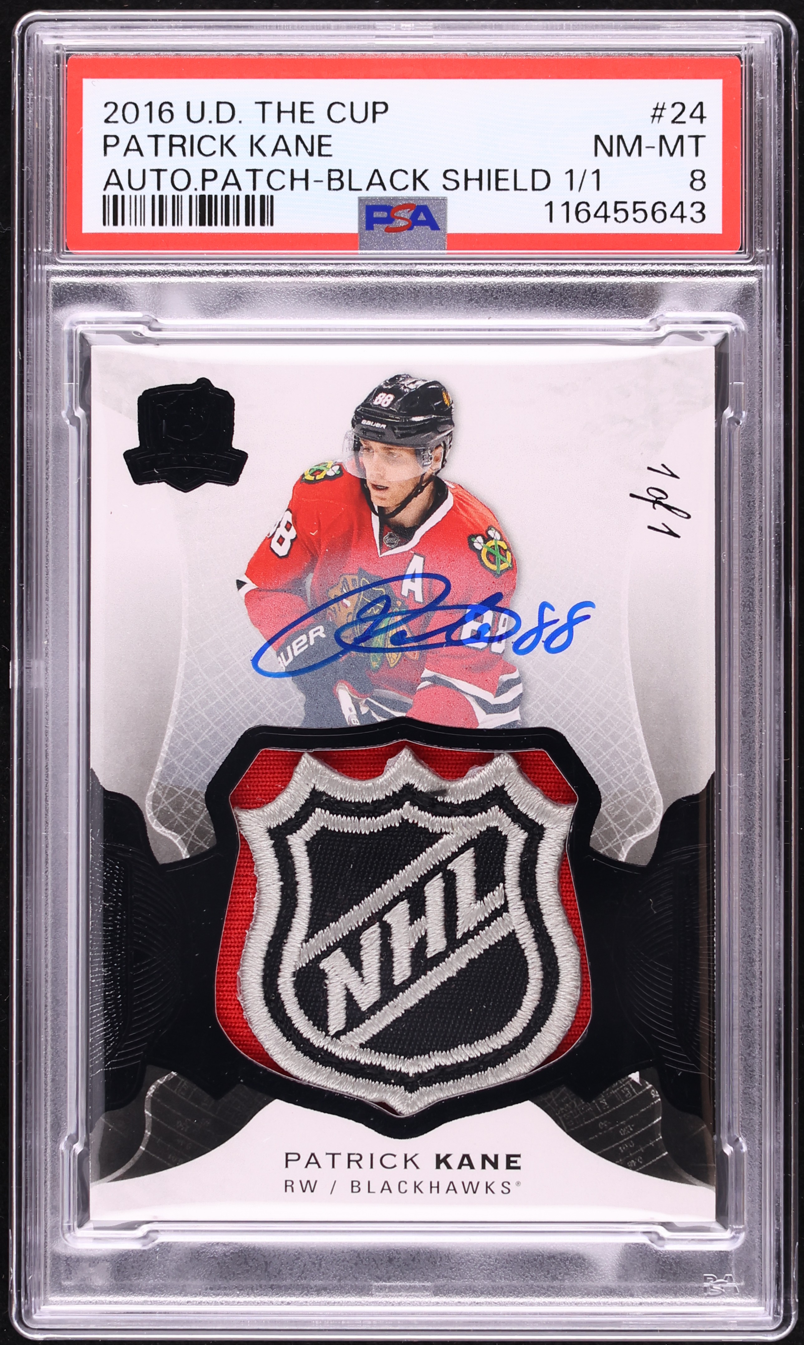 2016 Upper Deck The Cup Black Shield Patrick Kane SHIELD PATCH