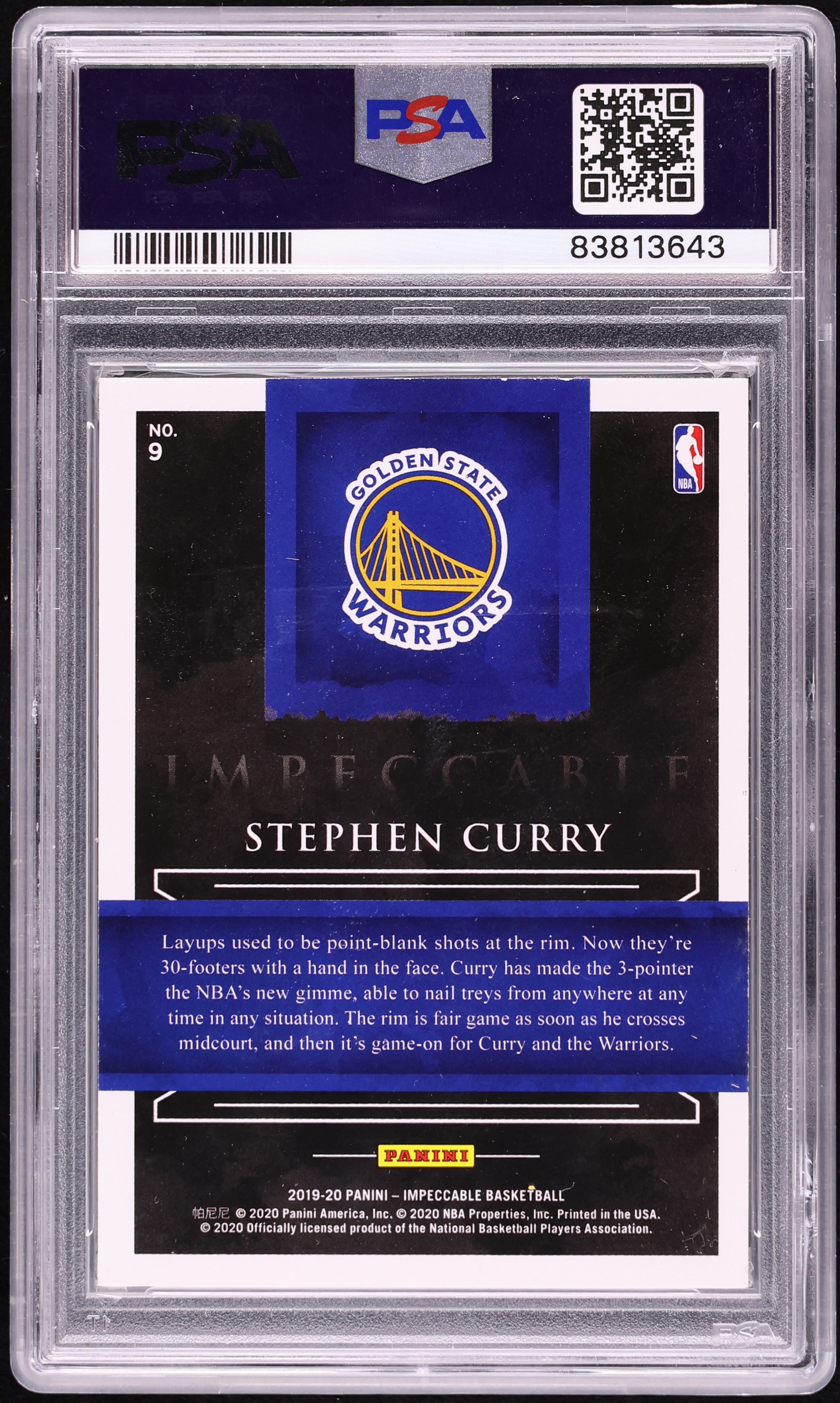 Impeccable Panini Stephen Curry 2018-19 Basketball ⁄ Checklist 