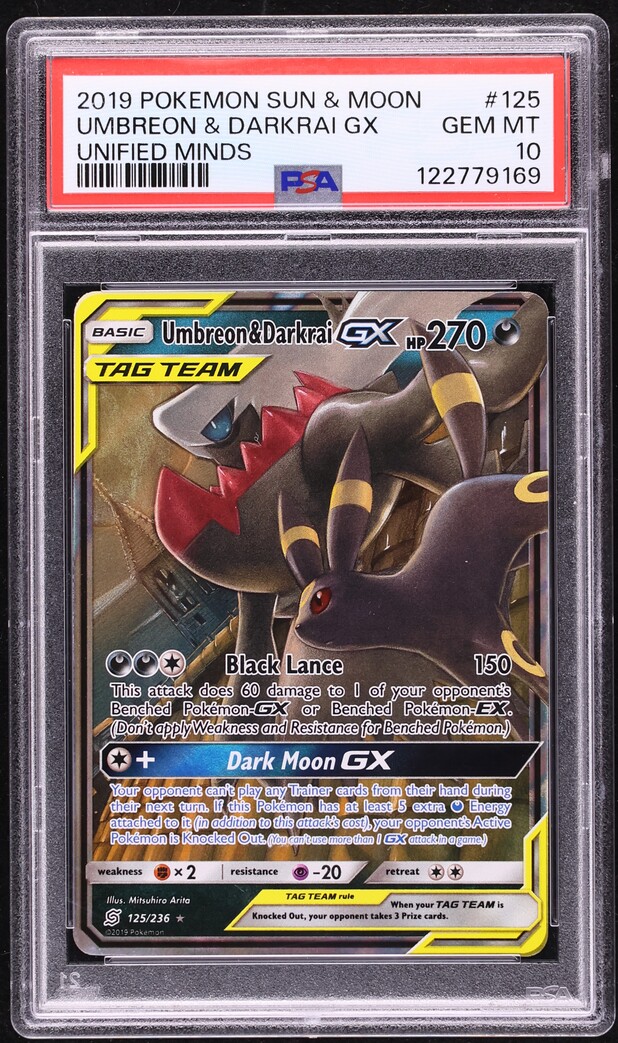 2019 Pokemon Sun & Moon Unified Minds Full Art Umbreon & Darkrai GX #125 PSA 10 GEM MINT