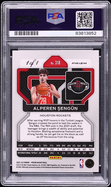 2021 Panini Prizm Nebula Choice Alperen Sengun ROOKIE 1/1 #318 PSA