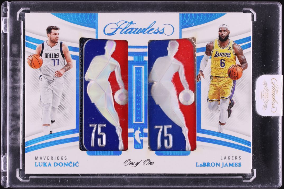 2021 Panini Flawless Dual Luka Doncic & LeBron James GAME-USED NBA LOGOMAN PATCH 1/1 #DLM-DJ