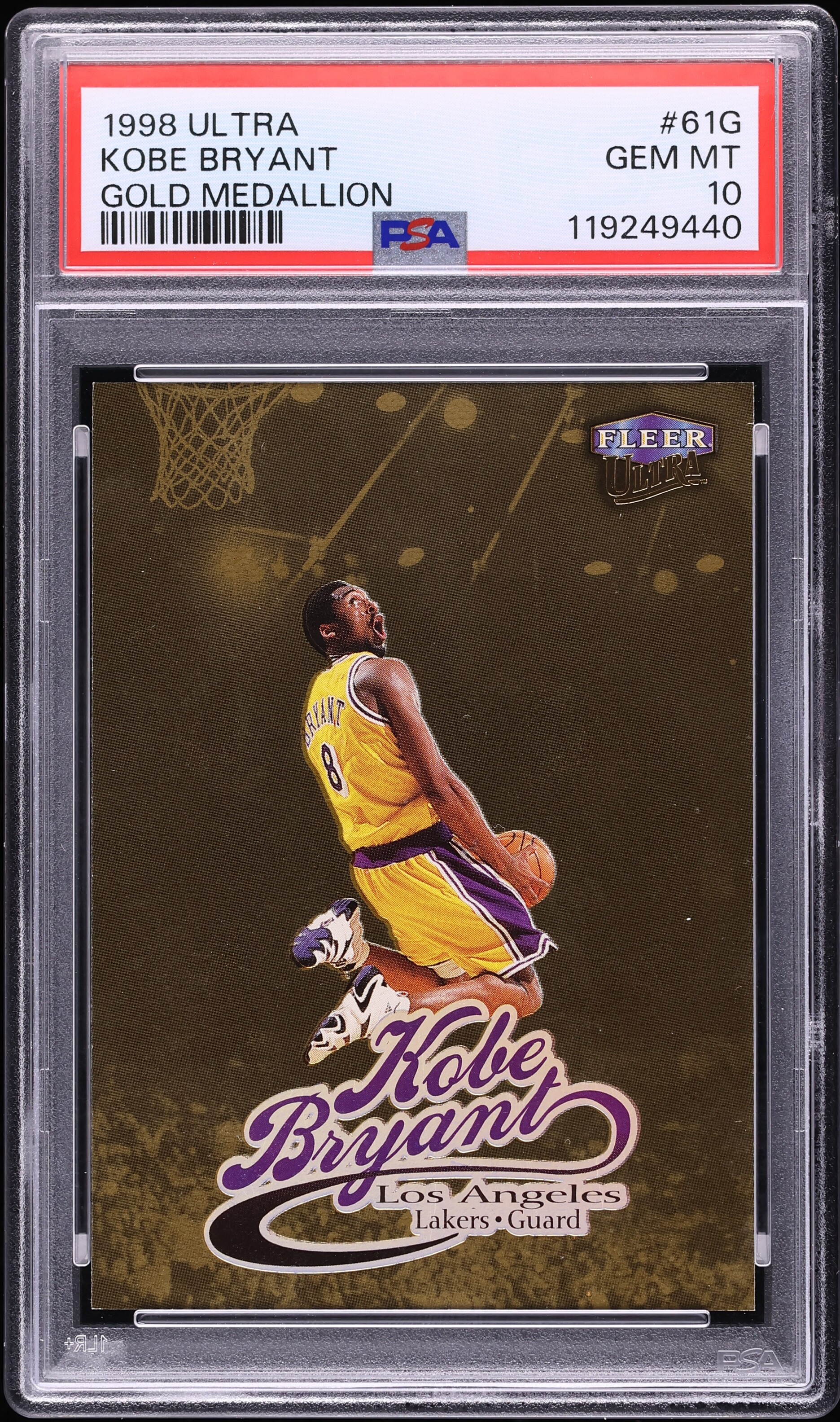 1998 Ultra Gold Medallion Kobe Bryant #61G PSA 10 GEM MINT on