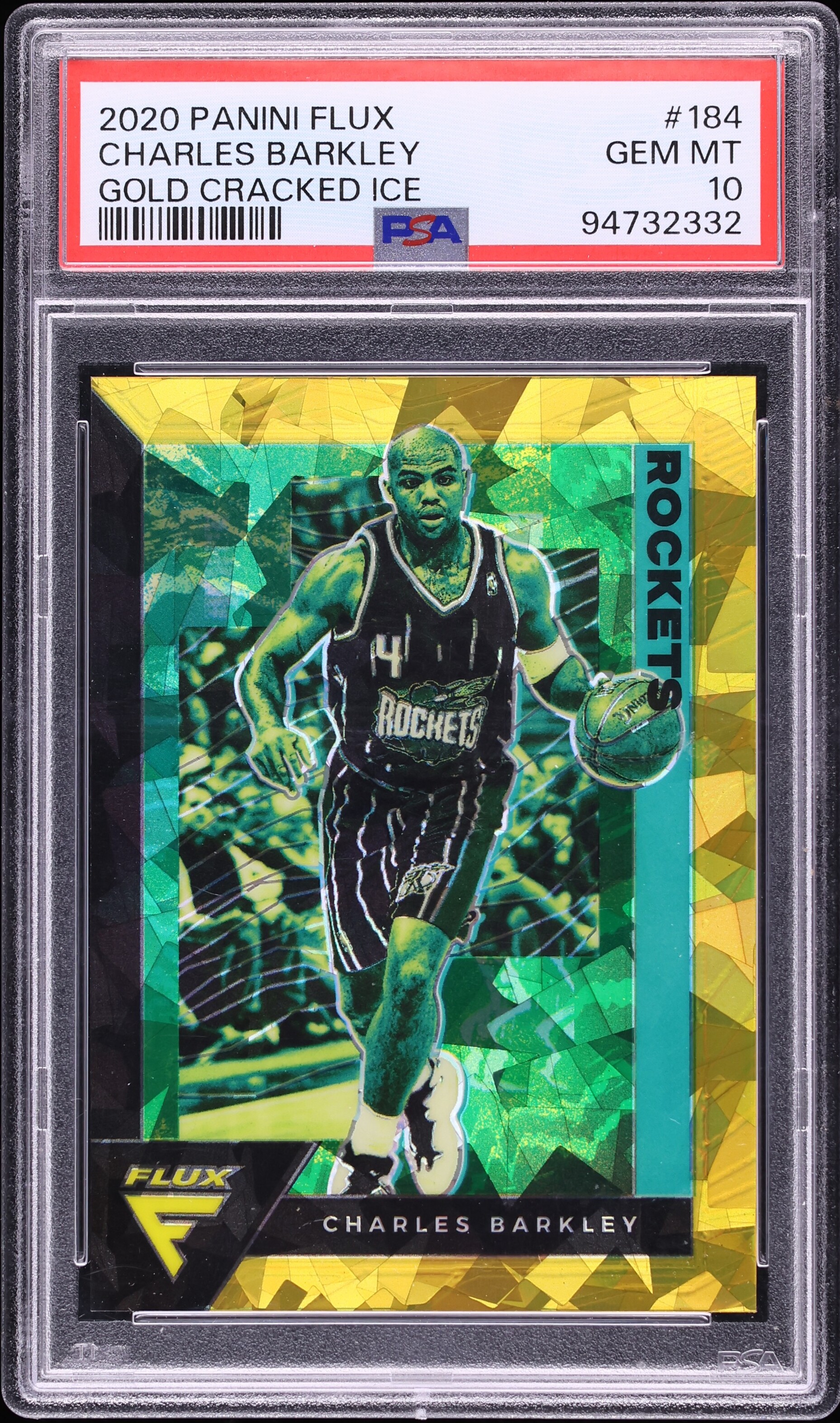 2020 Panini Flux Gold Cracked Ice Charles Barkley /10 #184 PSA 10 